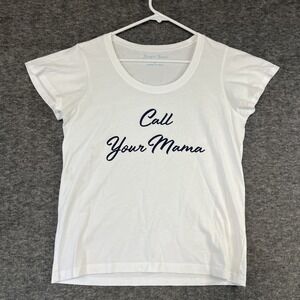 Draper James White Short Sleeve Call Your Mama Cotton Tee Womens Small T-Shirt